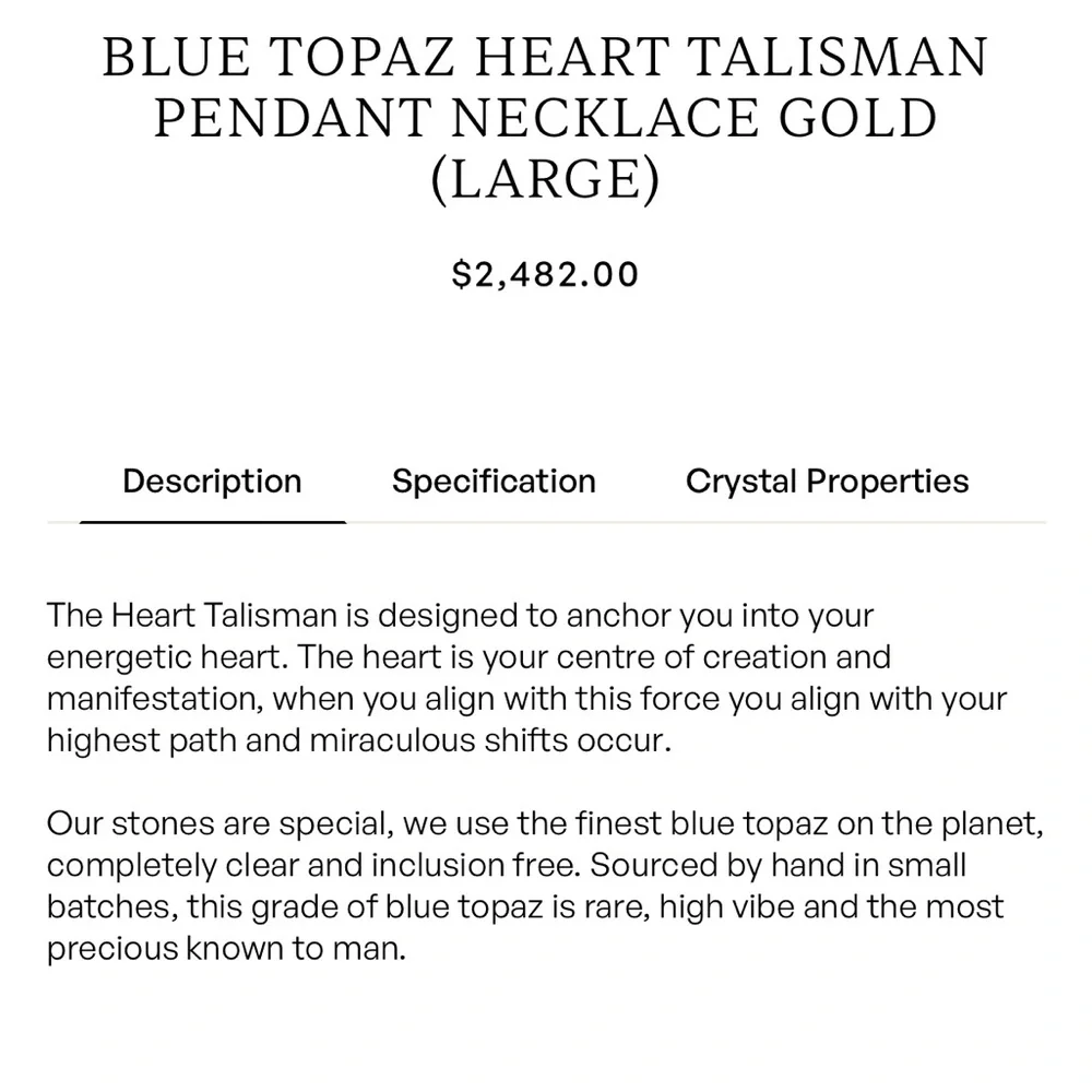 ROCK and RAW Blue Topaz Heart Talisman (Large) - Picture 3 of 9